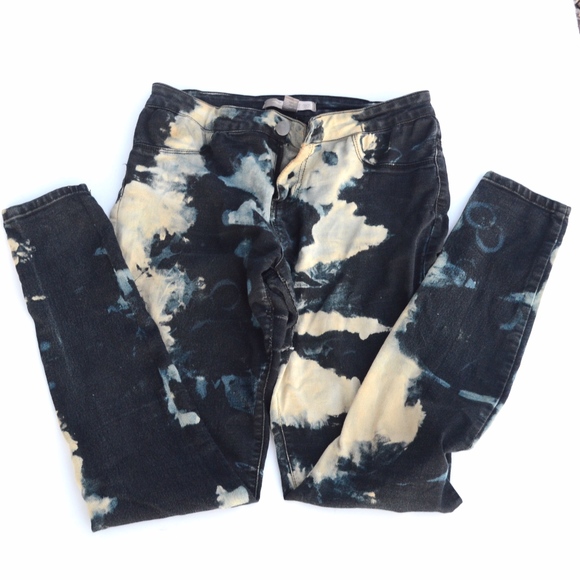 Forever 21 Pants - Tie Dyed Pants Blue Black Distressed Jeans OOAK